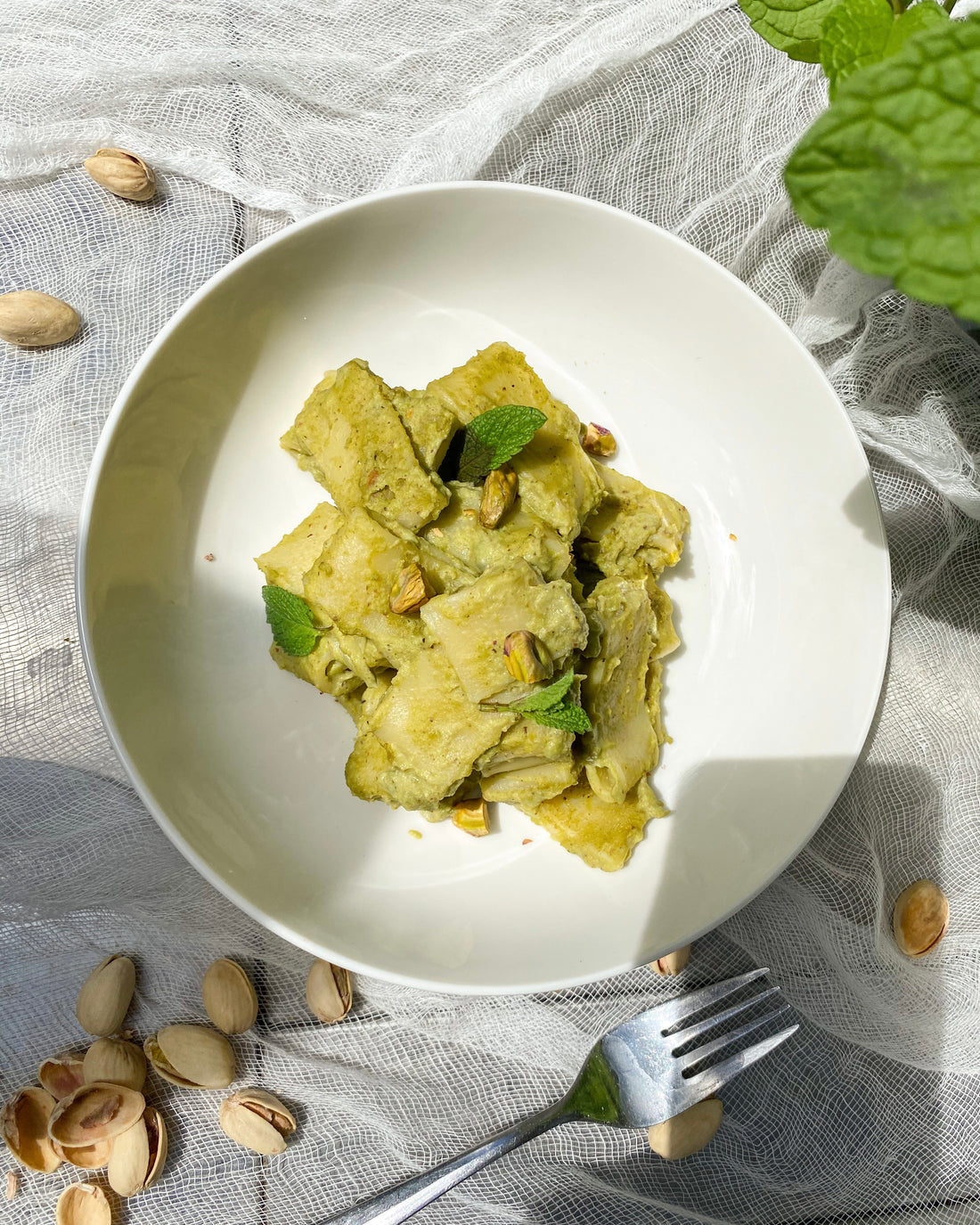 Pasta al Pesto di Piselli e Pistacchi