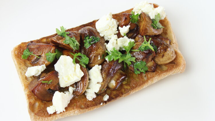 Open Panino with Mushroom and Feta