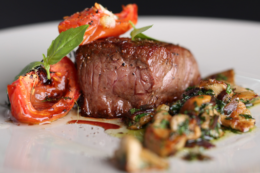 Tomato & mushroom seared beef fillet